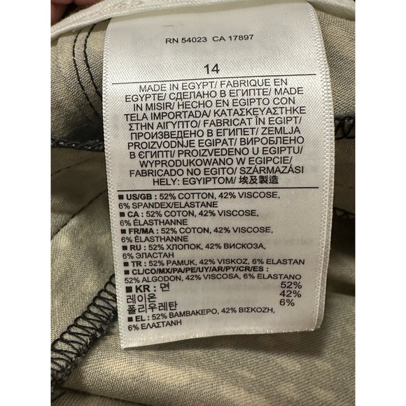 Banana Republic The Sloan fit black cream print straight legs pants size 14 - Picture 4 of 12